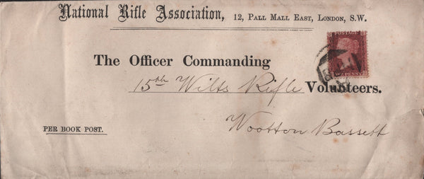 136829 CIRCA 1870 NEWSPAPER WRAPPER 'PER BOOK POST' FROM 'National Rifle Association' LONDON TO WOOTTON BASSETT.