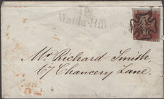 136831 1844-1859 THREE COVERS WITH DIFFERENT TYPES 'MAIDA HILL' HAND STAMPS.