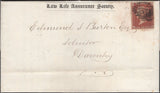 136834 1855 'LAW LIFE ASSURANCE OFFICE' PRINTED WRAPPER LONDON TO DAVENTRY WITH DIE 2 1D PL.7 (SG24)(QD CONSTANT VARIETY).