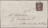 136848 1841 LETTER AND 1858 LARGE PIECE WITH TWO DIFFERENT 'GRAYS INN' RECEIVERS HAND STAMPS.
