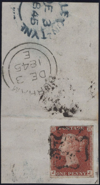 136851 1845 DATED PIECE WITH 1D PL.61 (SG8)(JJ) WITH MALTESE CROSS CANCELLATION.