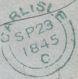 136852 1845 MAIL CARLISLE TO WHITEHAVEN WITH 1D PL.61 (SG8)(HA) MALTESE CROSS CANCELLATION.