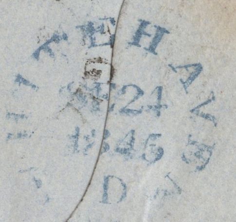 136852 1845 MAIL CARLISLE TO WHITEHAVEN WITH 1D PL.61 (SG8)(HA) MALTESE CROSS CANCELLATION.