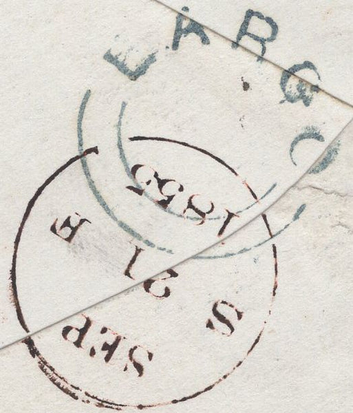 136863 1855 MAIL LARGO, CO. FIFE TO EDINBURGH WITH 1D (SG24) AND 'LARGO' SCOTS LOCAL BACK STAMP TYPE C1.