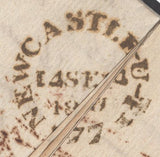 136874 1819 MAIL NEWCASTLE UPON TYNE TO ANGERS WITH VARIOUS HAND STAMPS.