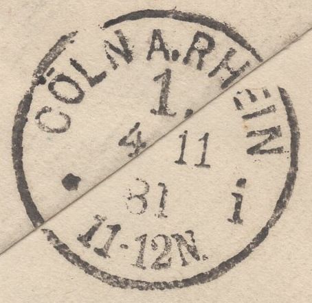 136878 1881 UNDELIVERED MAIL EDINBURGH TO A POSTE RESTANTE IN COLOGNE.