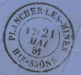 136880 1881 MAIL BIRMINGHAM TO FRANCE WITH 1D VENETIAN RED (SG166) X 3 'BIRMINGHAM' SQUARED CIRCLES.