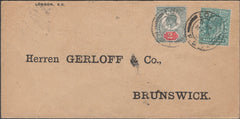 136884 1904 MAIL LONDON TO BRUNSWICK (GERMANY) WITH KEDVII ½D AND 2D.