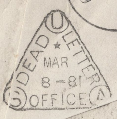 136886 1881 UNCLAIMED MAIL LONDON TO NEW YORK WITH VARIOUS INSTUCTIONAL HAND STAMPS.