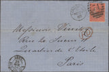 136888 1868 MAIL LONDON TO PARIS WITH 4D VERMILION PL.10 (SG94).