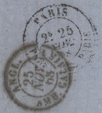 136888 1868 MAIL LONDON TO PARIS WITH 4D VERMILION PL.10 (SG94).