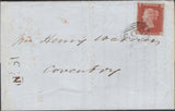 136924 1845 PRINTED WRAPPER HERTFORD TO COVENTRY WITH 1D (SG8)(CG) AND BOXED 'No.5' RECEIVERS HAND STAMP OF EPPING GREEN.