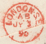 136929 1890 PENNY POSTAGE JUBILEE, MAIL FROM SOUTH KENSINGTON EXHIBITION TO LEWISHAM WITH 1½D JUBILEE (SG198) SOUTH KENSINGTON HAND STAMP.