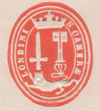 136931 1890 PENNY POSTAGE JUBILEE, MAIL FROM THE GUILDHALL EXHIBITION WITH 1D REVENUE GUILDHALL EXHIBITION HAND STAMP.