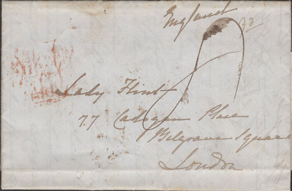 136934 1841 MAIL 'COPENHAGEN HARBOUR' TO LONDON WITH 'SHIP LETTER/LONDON' DATE STAMP.