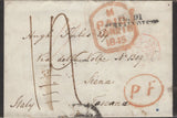 136937 1845 MOURNING WRAPPER LONDON TO SIENA, TOSCANA, ITALY.
