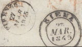 136937 1845 MOURNING WRAPPER LONDON TO SIENA, TOSCANA, ITALY.