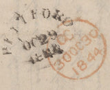 136945 1844 LETTER HERTFORD TO LONDON WITH 1D (SG8) AND ON REVERSE 'HERTFORD' SKELETON HAND STAMP (HE219).