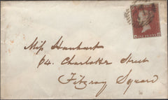 136966 1853 MAIL USED IN LONDON WITH 1D PL.152 (SG8)(AD) MISSING IMPRIMATUR LETTERING.
