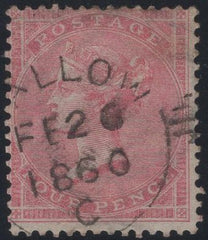 137008 1860 4D ROSE-CARMINE WATERMARK LARGE GARTER (SG66) VERY FINE USED.