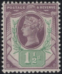 137012 1887 1½D DULL PURPLE AND PALE GREEN (SG198) UNMOUNTED O.G.