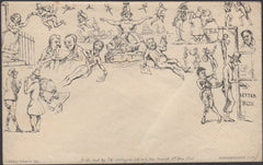 137016 CIRCA 1890 DERAEDEMAEKER RE-PRINT SOUTHGATE CARICATURE NO.1 REFERRING TO POSTAL MATTERS.