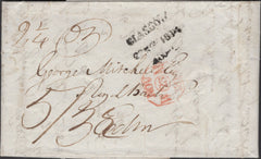 137019 1814 BANKING MAIL GLASGOW TO EDINBURGH WITH HIGH POSTAL CHARGE '5/3½'.