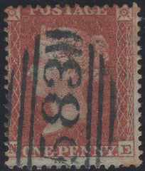 137023 1855 DIE 2 1D PL.6 (SPEC C6)(NE) CANCELLED '583' OF NOTTINGHAM IN DARK BLUE (SPEC C1uc).