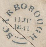 137036 1841 MAIL LONDON TO SCARBOROUGH WITH 1D PL.5 (SG7)(ML) AND 'Battle Bridge' LONDON RECEIVERS HAND STAMP (L514/BATBR11a).