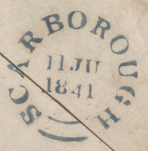 137036 1841 MAIL LONDON TO SCARBOROUGH WITH 1D PL.5 (SG7)(ML) AND 'Battle Bridge' LONDON RECEIVERS HAND STAMP (L514/BATBR11a).