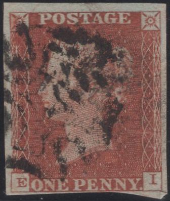 137042 1843 1D PL.39 (SG8)(EI) MALTESE CROSS CANCELLATION.