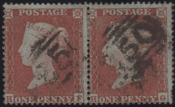 137049 1854 DIE 1 1D PL.192 (SG17) HORIZONTAL PAIR LETTERED HF HG.