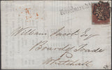 137083 1841 MAIL USED IN LONDON WITH 1D PL.16 (SG8) AND 'FenchurchSt' RECEIVERS HAND STAMP (L514/FEN18).