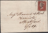 137146 1843 MAIL BATH TO STRATFORD, ESSEX WITH 1D PL.36 (SG8)(GB) MALTESE CROSS CANCELLATION.