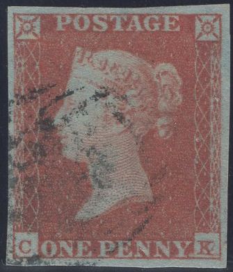 137158 1850 1D PL.103 (SG8)(CK CONSTANT VARIETY 'MARK IN K SQUARE').