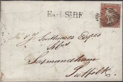 137172 1847 MAIL LONDON TO SAXMUNDHAM WITH 1D PL.66 (SG8) AND 'Earl St. B.F.' RECEIVERS HAND STAMP (L514/EARL3).