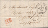 137174 1834 MAIL BOULOGNE TO SAXMUNDHAM WITH VARIOUS HAND STAMPS.