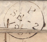 137174 1834 MAIL BOULOGNE TO SAXMUNDHAM WITH VARIOUS HAND STAMPS.