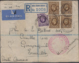 137177 1937 REGISTERED AIR MAIL WALTHAM CROSS, HERTS TO ECUADOR WITH KGV PHOTOGRAVURE ISSUES.