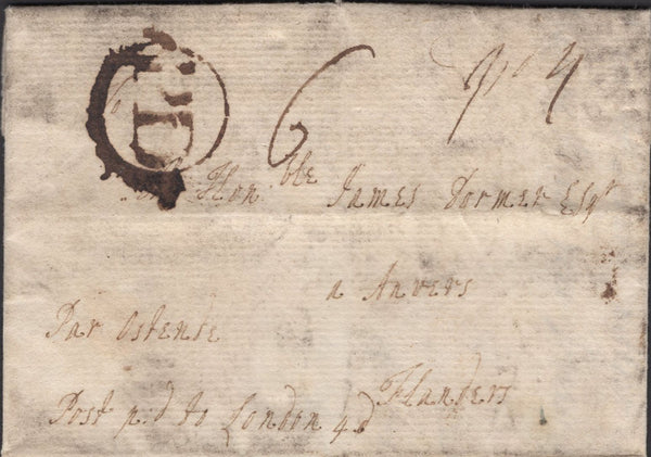 137178 1795/6 MAIL WORCESTER TO FLANDERS WITH 'WORCES/TER' HAND STAMP (WO819).