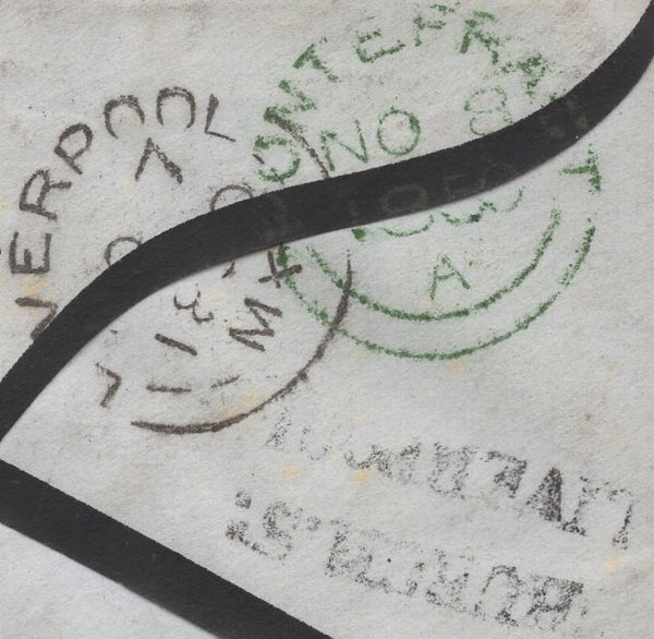 137188 1815 MOURNING ENVELOPE LIVERPOOL TO PONTEFRACT WITH 'CHURCH.ST/LIVERPOOL' RECEIVERS HAND STAMP (LL311).
