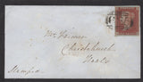 137194 1853 MOURNING ENVELOPE WILTON TO CHRISTCHURCH WITH 1D (SG8) AND 'WILTON' UDC.