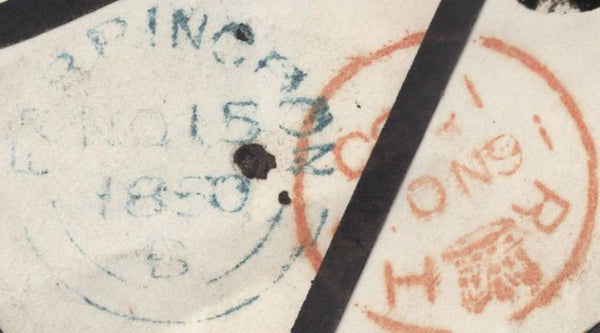137201 1850 MOURNING ENVELOPE HINTON PARVA, WILTS TO DUBLIN WITH 1D (SG8) AND 'HINTON-PARVA' UDC.