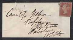 137227 1855 MOURNING ENVELOPE LONDON TO 'COUNTEFS NELSON, TRAFALGAR.... WILTS' WITH DIE 2 1D (SG21) AND 'CHARLTON' UDC.
