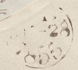 137227 1855 MOURNING ENVELOPE LONDON TO 'COUNTEFS NELSON, TRAFALGAR.... WILTS' WITH DIE 2 1D (SG21) AND 'CHARLTON' UDC.