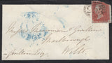 137238 1856 MOURNING ENVELOPE BISHOPSTONE, WILTS TO MARLBOROUGH WITH 1D (DAMAGED) AND 'BISHOPSTONE' UDC.