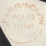 137238 1856 MOURNING ENVELOPE BISHOPSTONE, WILTS TO MARLBOROUGH WITH 1D (DAMAGED) AND 'BISHOPSTONE' UDC.