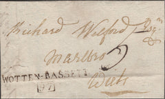 137242 CIRCA 1810 MAIL WOOTTON BASSETT, WILTS TO MARLBOROUGH WITH 'WOTTEN-BASSETT/97' MILEAGE MARK (WL862).