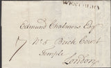 137245 1799 MAIL WESTBURY, WILTS TO LONDON WITH 'WESTBURY' HAND STAMP (WL797).
