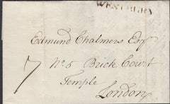 137245 1799 MAIL WESTBURY, WILTS TO LONDON WITH 'WESTBURY' HAND STAMP (WL797).